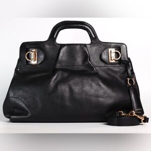 Authentic Pre owned Salvatore Ferragamo Sofia Black Calfskin Top Handle Bag